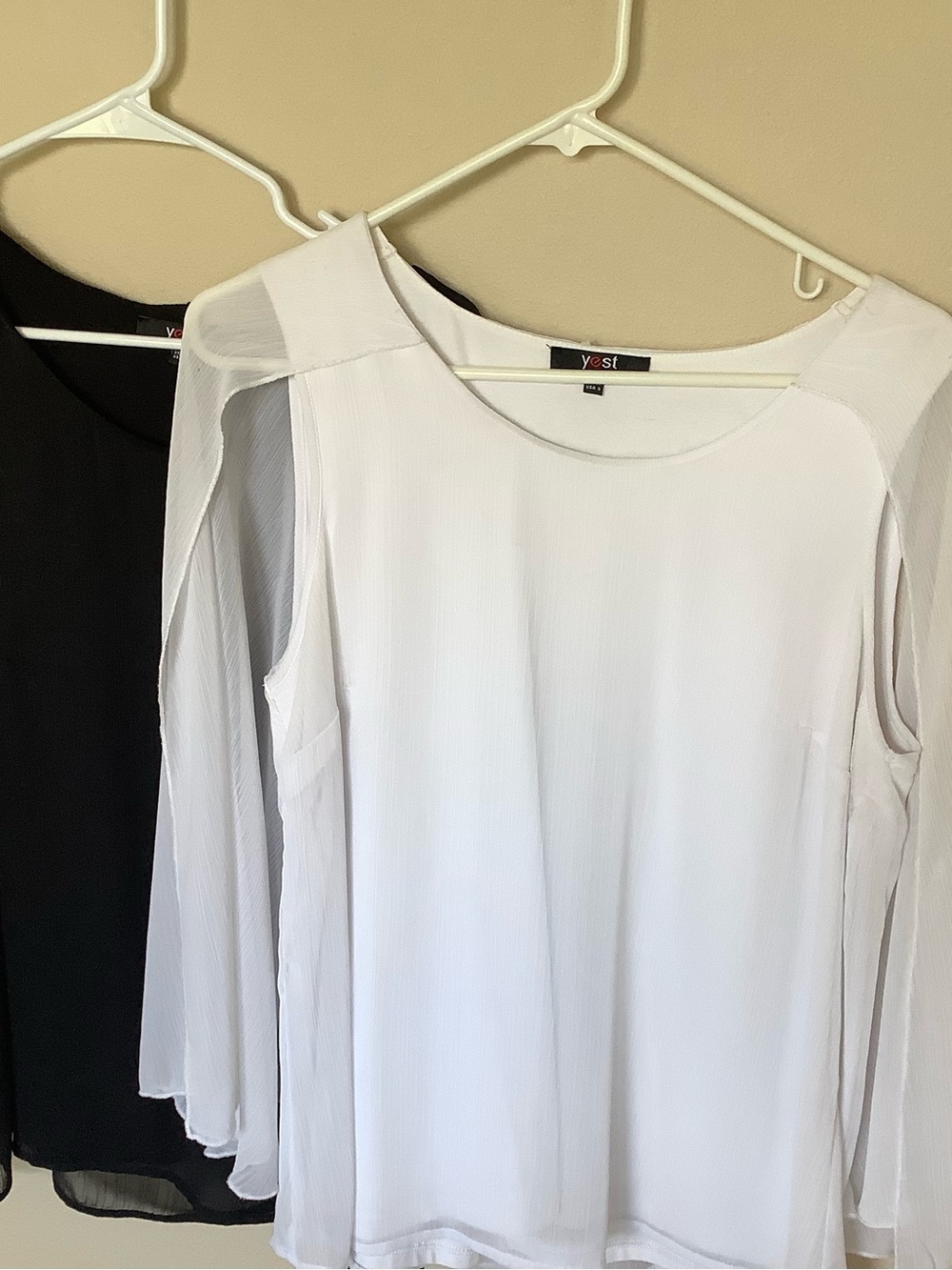 2 NWOT Yest White Sleeveless Blouse with Flowing Long Sleeves